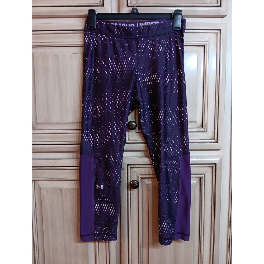 Under Armour Womens Cropped Compression HEATGEAR Purple‎ Print - MEDIUM